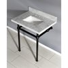 Kingston Brass 30X22 Carrara Marble Vanity Top W/Brass Feet Combo, Carrara Marble/Blk KVPB30MBSQ0